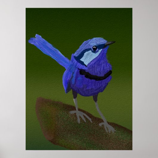 POSTER PEINTURE D'OISEAU BLEUE (Devant)