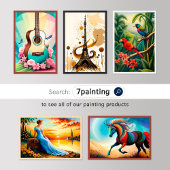 Poster peinture d'oiseau couple ciel nuages