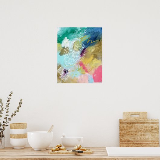 Poster Peinture dorée pointillée abstraite (Cuisine)