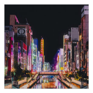 Poster Peinture d'Osaka la nuit
