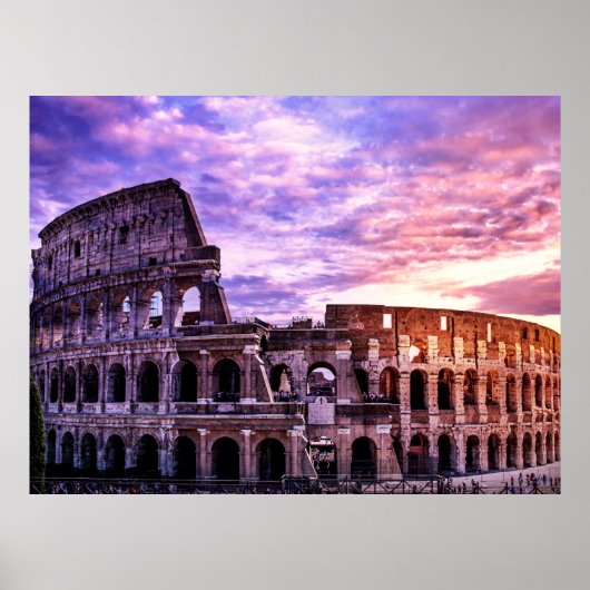 Poster Peinture du Colisée à Rome au coucher du soleil Ca (Devant)