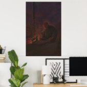 Poster Peinture d'un saké potable d'homme japonais (Bureau à domicile)
