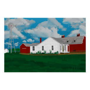 Poster Peinture d'une vieille ferme dans le Michigan