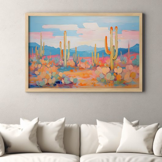 Poster Peinture dynamique Cactus Desert Western Art