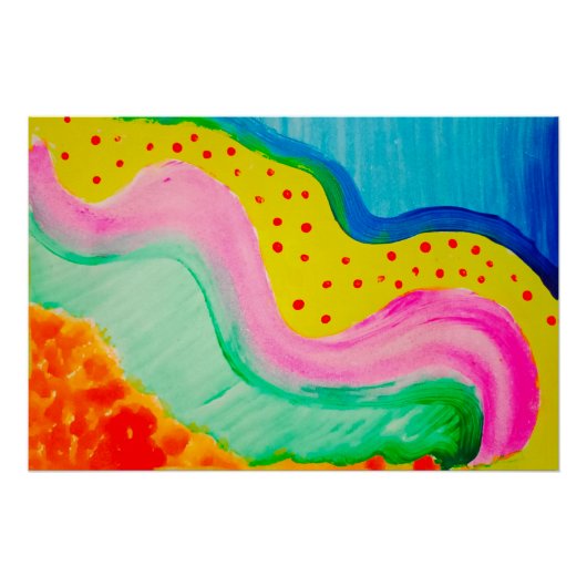 Poster Peinture Éclectique Colorée Art Moderne Dynamique (Devant)