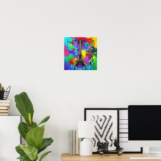 Poster Peinture Eiffel colorée (Bureau à domicile)