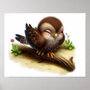 Poster Peinture en Aquarelle 3D d'un jeune Hawk