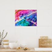 Poster Peinture en or acrylique multicolore Art Abstrait (Cuisine)