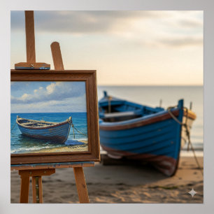 Poster Peinture en petit bateau