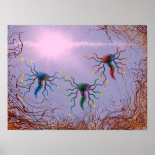 Poster Peinture énergétique bioluminescente abstraite