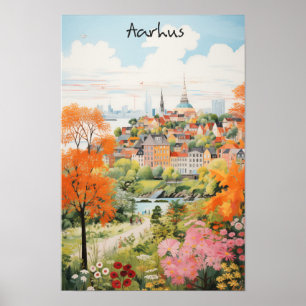 Poster Peinture esthétique de voyage Ville Aarhus Danemar