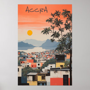 Poster Peinture esthétique de voyage ville Accra Ghana