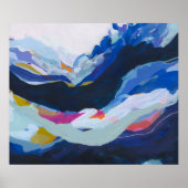 Poster Peinture expressionniste abstraite bleue moderne (Devant)