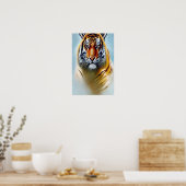Poster Peinture faciale de tigre - Artwork de faune frapp (Cuisine)