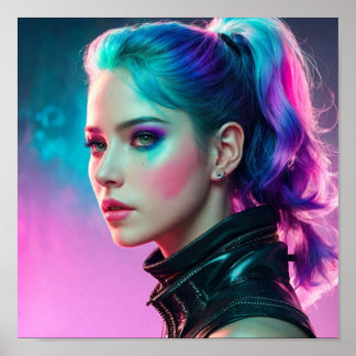 Poster Peinture faciale féminine aquarelle