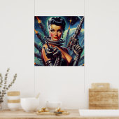 Poster Peinture féminine rétro Sci-Fi (Cuisine)