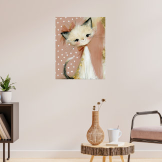 Poster Peinture fine en or rose poudré avec feuille d'or