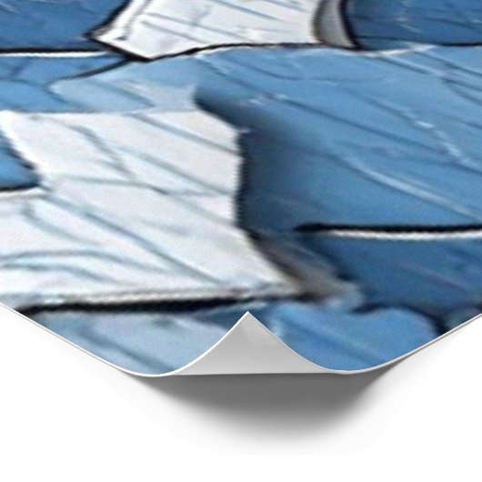 Poster Peinture fissurée Abstraite : Surface Patinée bleu (Coin)