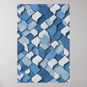 Poster Peinture fissurée Abstraite : Surface Patinée bleu