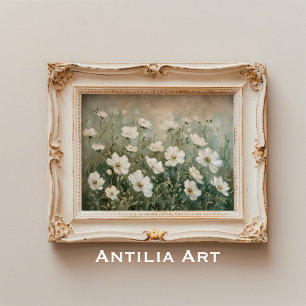 Poster Peinture Fleur sauvage blanche prés de printemps