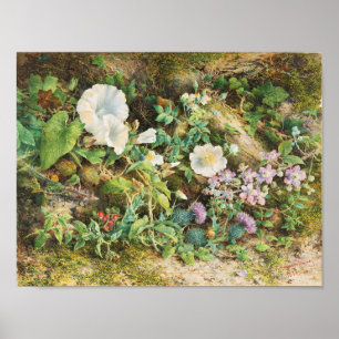 Poster Peinture florale de fleurs de pétunias vintage jol