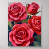 Poster Peinture florale de roses rouges (Devant)