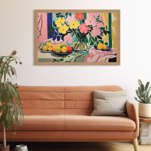 Poster Peinture florale dynamique inspirée de Matisse