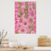 Poster Peinture florale rose Hollyhock Malve Malva (Cuisine)
