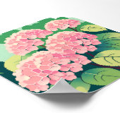 Poster Peinture florale rose Hydrangea (Coin)