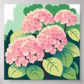 Poster Peinture florale rose Hydrangea (Devant)