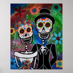 Poster Peinture folklorique Mariage mexicaine