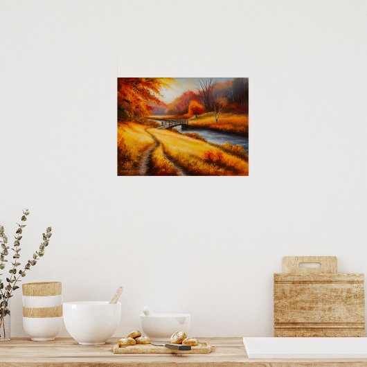 Poster Peinture forestière d'automne - Paysage d'automne (Cuisine)