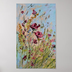 Poster Peinture fraîche des fleurs sauvages colorées