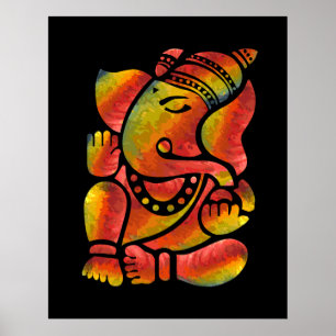Poster Peinture Ganesha colorée
