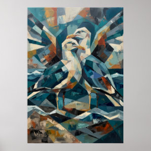Poster Peinture géométrique abstraite de mouette côtière