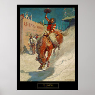 Poster Peinture historique de NC Wyeth "Le Rodéo"
