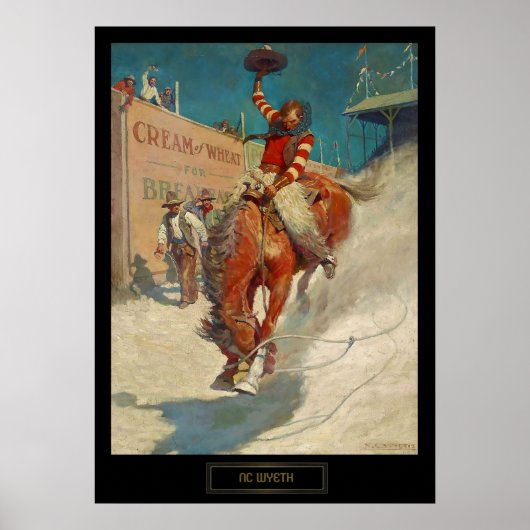 Poster Peinture historique de NC Wyeth "Le Rodéo" (Devant)