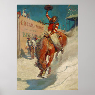 Poster Peinture historique de NC Wyeth "Le Rodéo"