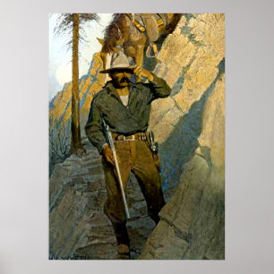 Poster Peinture historique de NC Wyeth "Le shérif"
