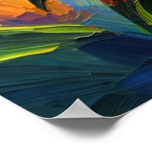 Poster Peinture Impasto des tournesols (Coin)