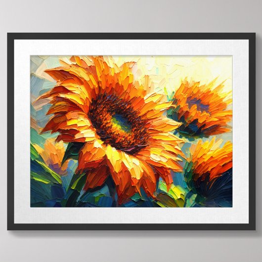 Poster Peinture Impasto des tournesols