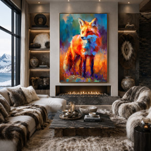 Poster Peinture Impressionniste Renard Rouge Faune