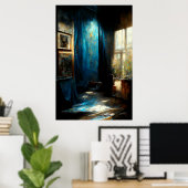 Poster Peinture inspirée du jazz bleu et sensoriel (Bureau à domicile)