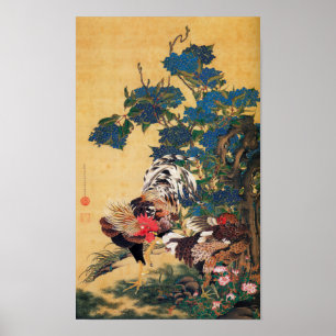 Poster Peinture japonaise pendant l'année du coq P 2017