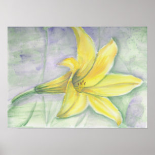 Poster Peinture jaune de lis en acrylique