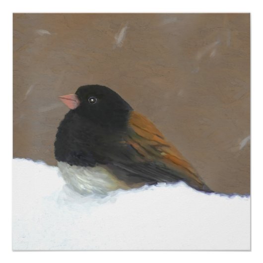 Poster Peinture Junco foncée - Art original pour oiseaux (Devant)