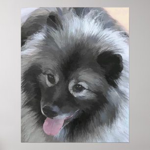 Poster Peinture Keeshond Bailey - Cute Original Chien Art