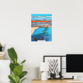 Poster Peinture Lever de soleil sur l'océan 8 bits par Al (Bureau à domicile)