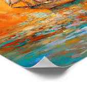 Poster Peinture marine impressionniste d'orange texturé (Coin)