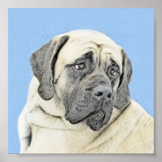 Poster Peinture Mastiff (Fawn) anglaise - Art Chien origi (Devant)
